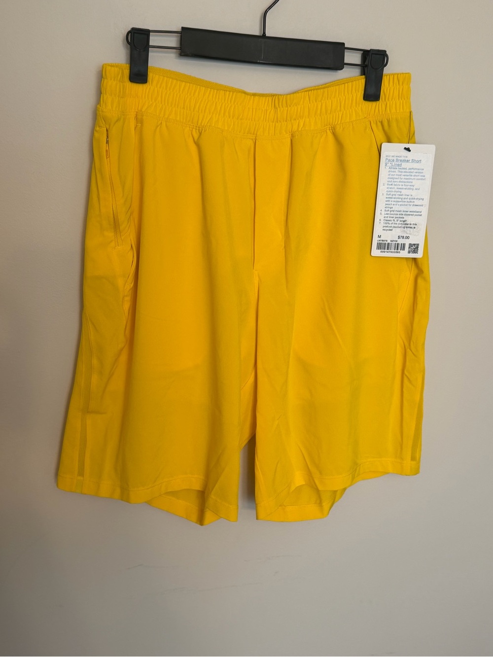 NWT Lululemon Pace Breaker Short 9” Inseam Lined in Maize Yellow size Men M